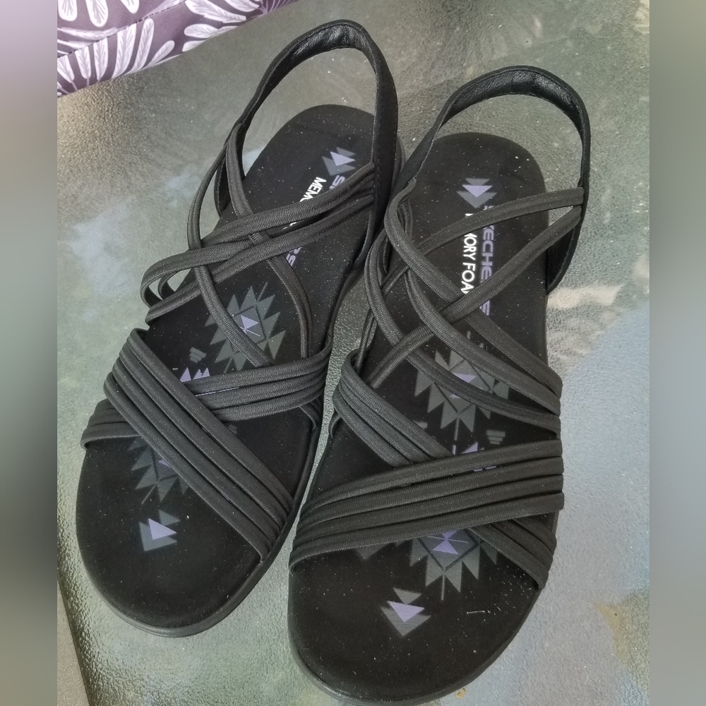 Skechers Black Criss-Cross Sandals